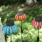 Vogelfutterspender Sonnenblume Metall mit bunten Blütenblättern