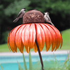Vogelfutterspender Sonnenblume Metall mit bunten Blütenblättern