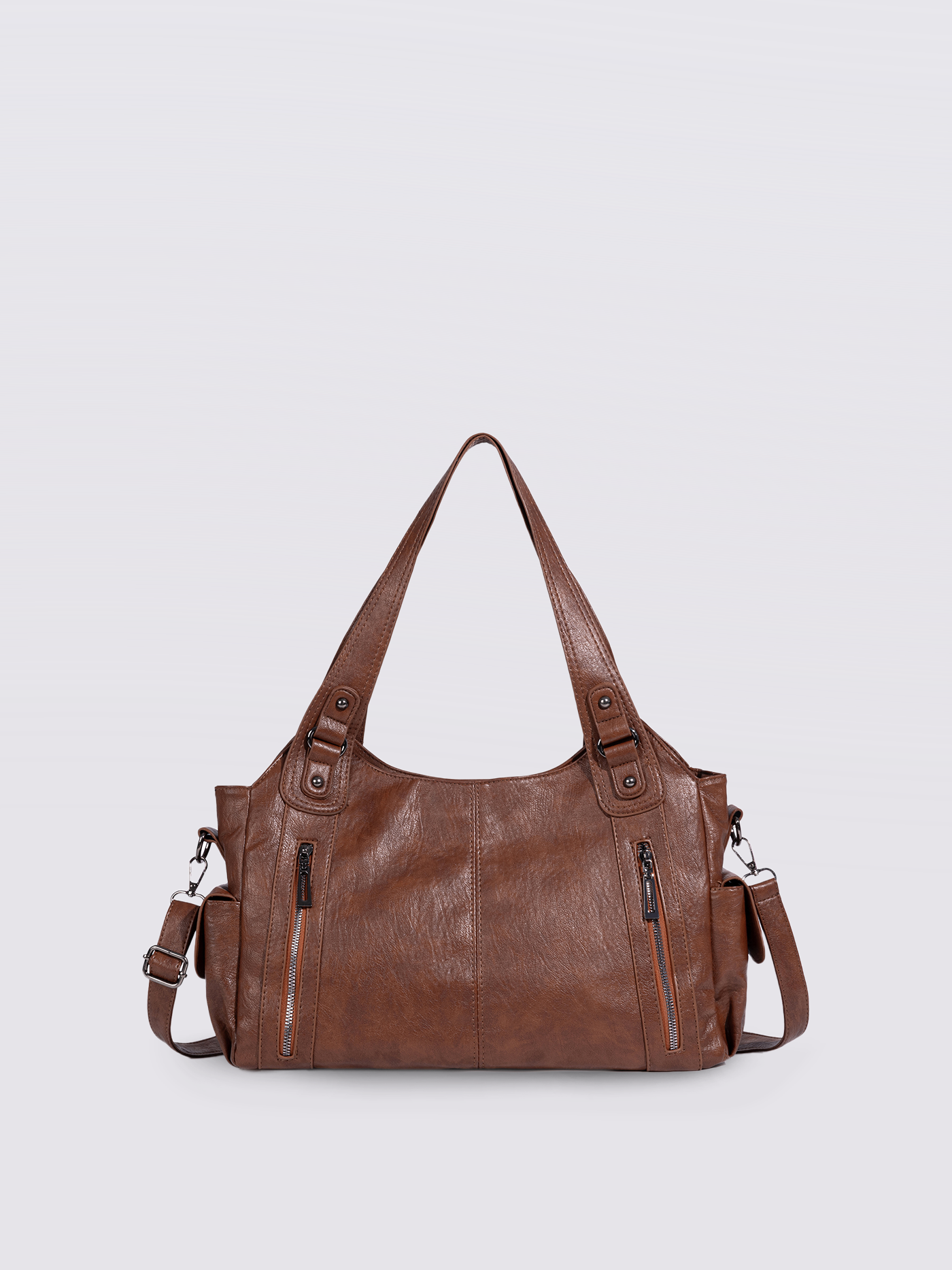 Handtasche mit Reißverschlusstaschen und abnehmbarem Trageriemen
