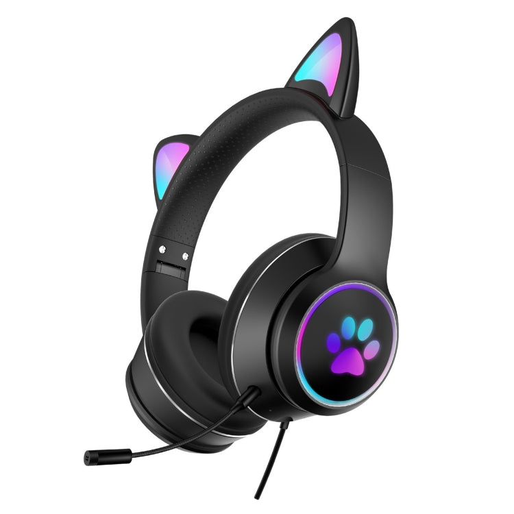 Gaming headset cat ear design with LED lighting