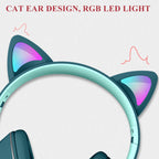 Gaming headset cat ear design with LED lighting