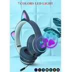 Gaming headset cat ear design with LED lighting