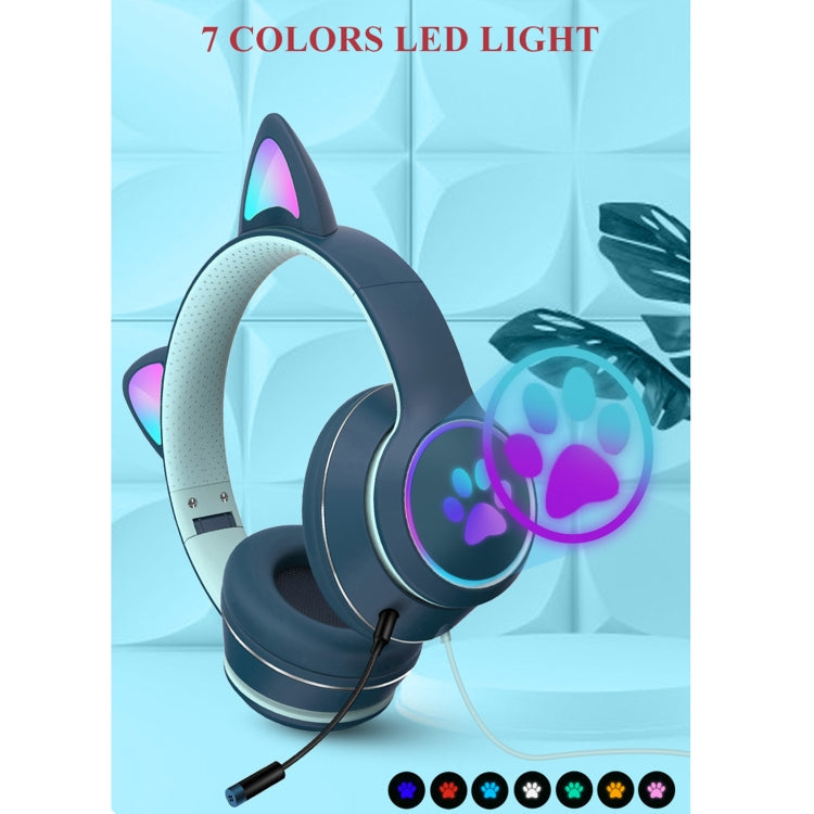 Gaming headset cat ear design with LED lighting
