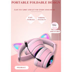 Gaming headset cat ear design with LED lighting