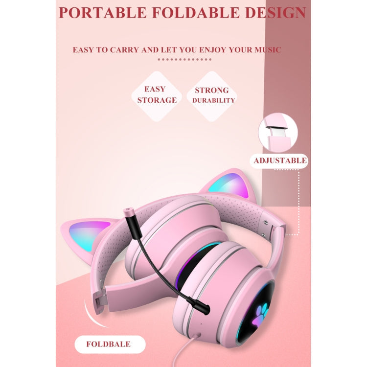 Gaming headset cat ear design with LED lighting
