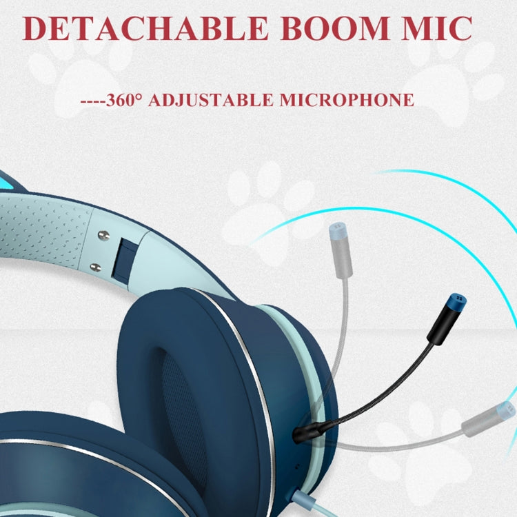 Gaming headset cat ear design with LED lighting