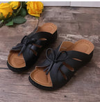 Women's Sandals with Bow and Wedge Heel – Orthopedic Insole