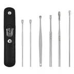Ohrenreinigungs-Set mit 6 Edelstahlwerkzeugen und Lederetui