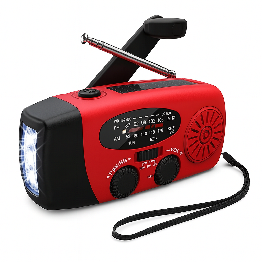 Notfall-Radio mit Solar, Kurbel und USB-C Powerbank