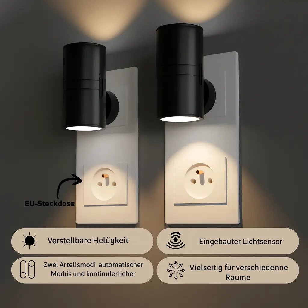Energiesparende LED-Steckdosen-Nachtlampe — Niedriger Verbrauch spart Geld Mivoza Deutschland