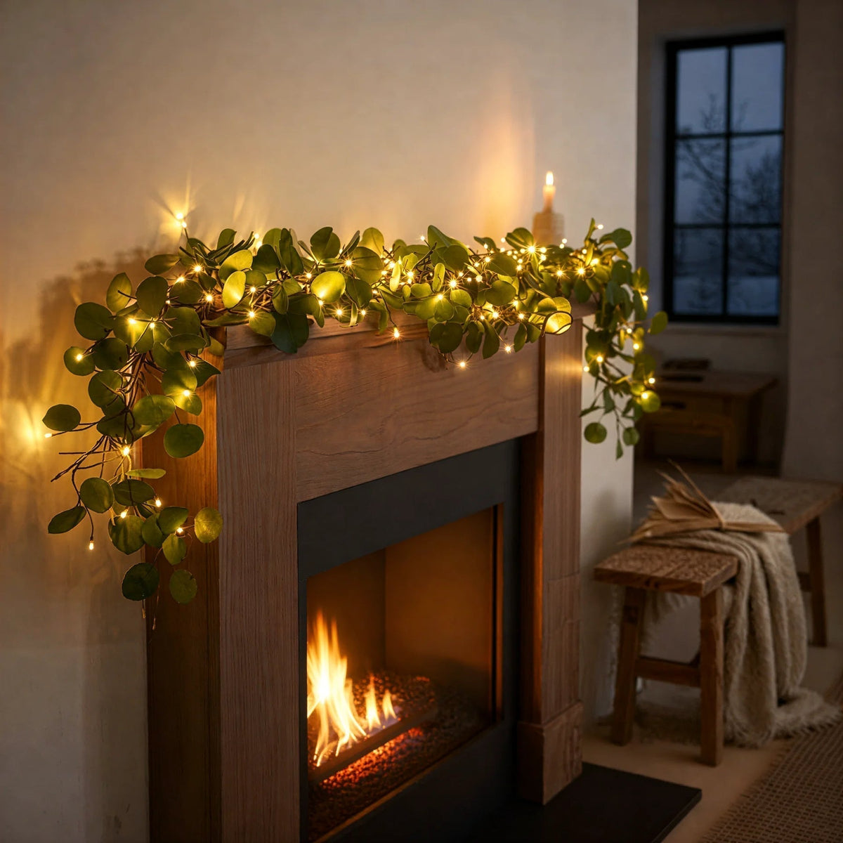 LED-Lichterkette Olivenzweig mit warmweißen Lichtern