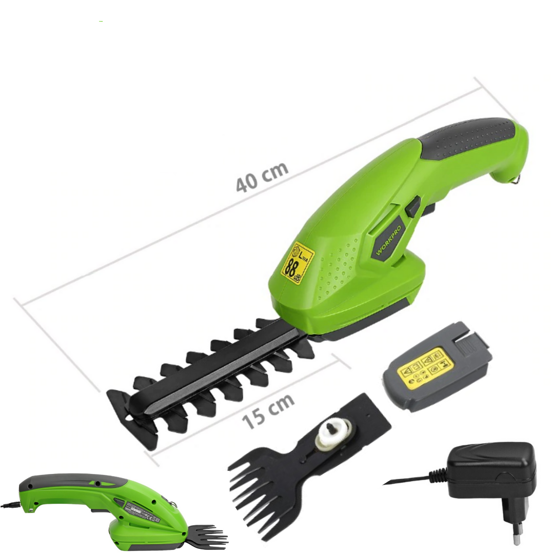Cordless 2-in-1 Shrub Trimmer – Trim Hedges and Grass with One Device