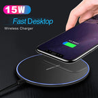 Drahtlose Ladestation 30W mit LED-Ring und USB-C-Kabel