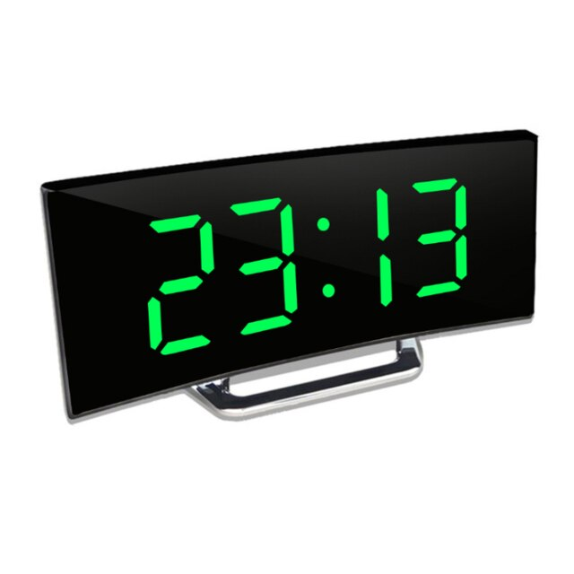 Digital LED Alarm Clock with Curved Display and Temperature Indicator