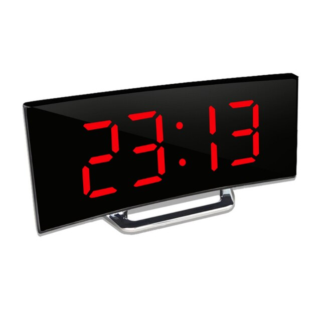 Digital LED Alarm Clock with Curved Display and Temperature Indicator