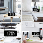 Digital LED Alarm Clock with Curved Display and Temperature Indicator