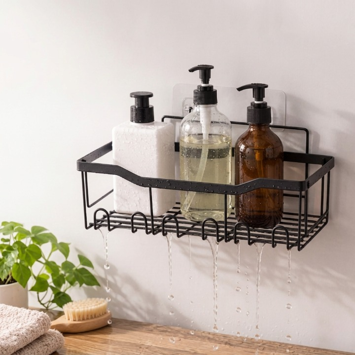 Klebe-Duschregal Eckform mit Haken