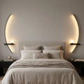 Curved LED wall light, aluminum, 3 light colors, hardwired 220V installation, 55/85 cm, set of 2