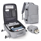 Travel backpack 35 L with USB port and shoe compartment