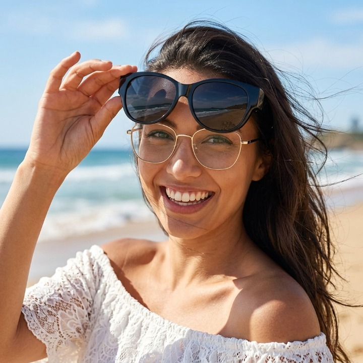 Polarized clip-on sunglasses for eyeglass wearers