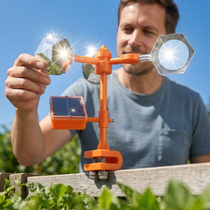 Solar-Vogelabwehr 360° mit Sound & Ultraschall, orange