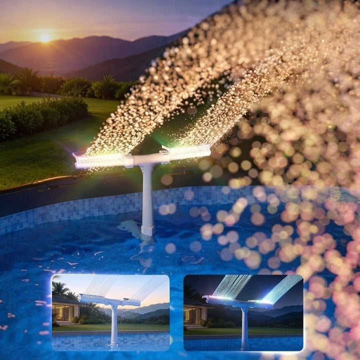Solar Pool Fountain with RGB LED Light – Double Arch, Remote Control