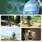 Camping-Ventilator mit LED-Licht und Solar-Powerbank