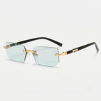 Rimless rectangular sunglasses with UV400 protection