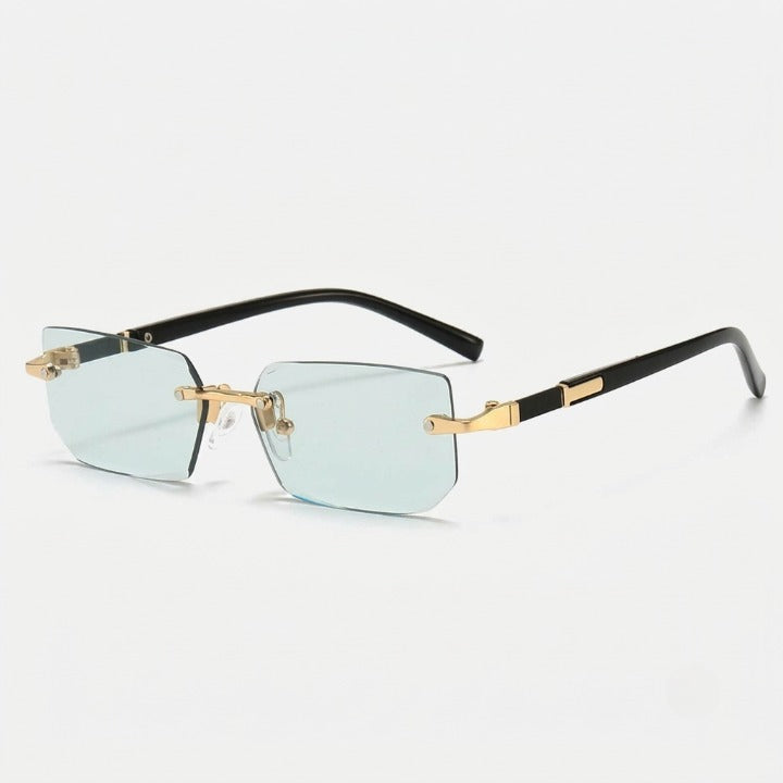 Rimless rectangular sunglasses with UV400 protection