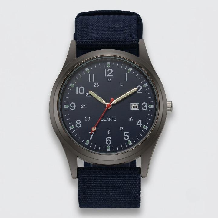 Military Watch with Nylon Strap – Water Resistant, Shockproof & Luminous Hands