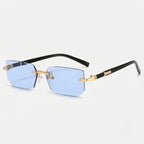 Rimless rectangular sunglasses with UV400 protection