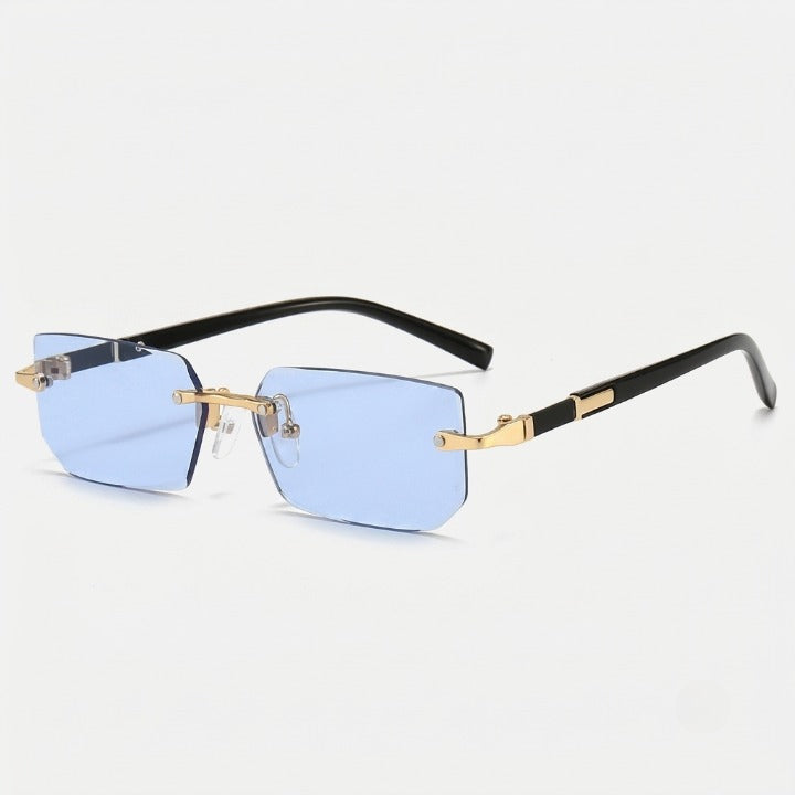 Rimless rectangular sunglasses with UV400 protection