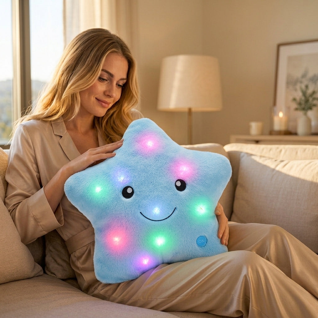 Leucht-Stern-Kissen mit LED-Licht