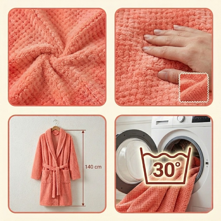 Long fluffy bathrobe — soft, warm, and floor-length