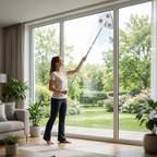 Triangular Window Cleaner with Telescopic Handle – 360° Swivel Head, 110–160 cm