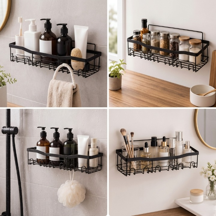 Klebe-Duschregal Eckform mit Haken