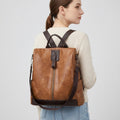 Anti-theft women's backpack, vegan leather, hidden zipper compartment