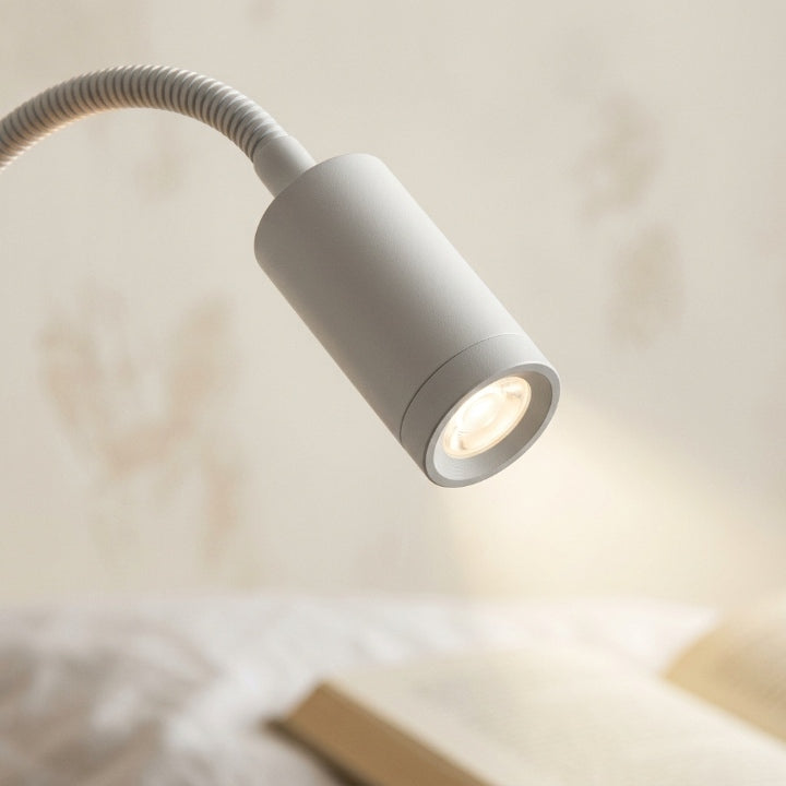 LED reading lamp with gooseneck for wall or table, 30 cm, aluminum