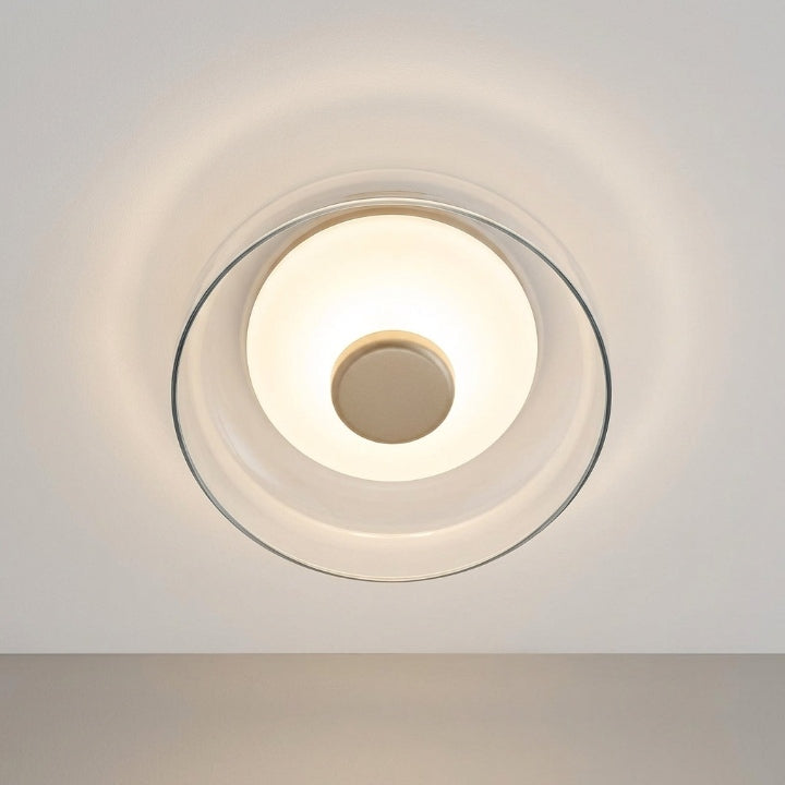 Flat glass LED ceiling light, 9.5 cm high, Ø 23 cm, 900 lm, 17 W