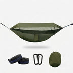Outdoor hammock with mosquito net and sunshade