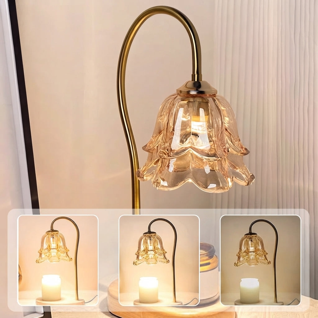 Kerzenwärmer-Lampe Maiglöckchen mit Glasschirm