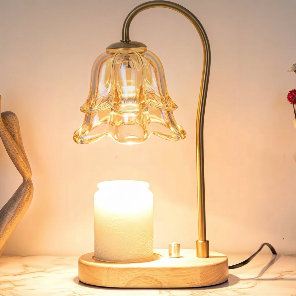 Kerzenwärmer-Lampe Maiglöckchen mit Glasschirm