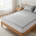 Cooling mattress protector set with pillowcase, ice silk fiber, washable