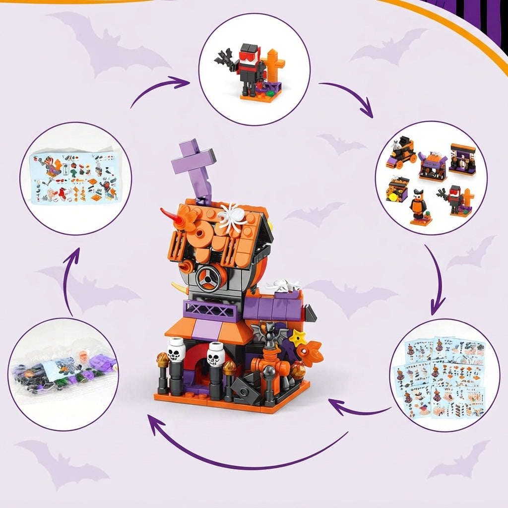 Halloween Adventskalender mit 31 Bauwerken zum Zusammenbauen
