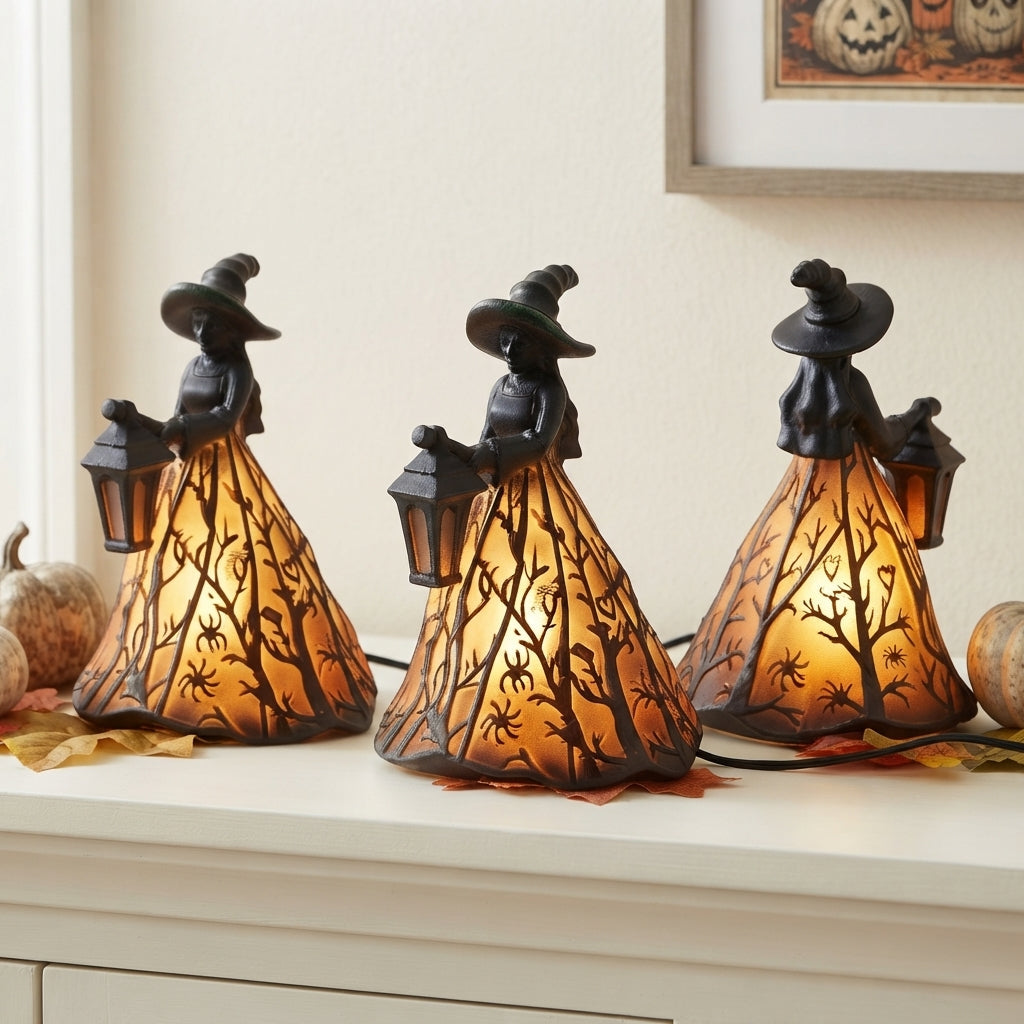 Hexenlampe Deko mit Laterne – Warmes Licht für Herbstabende