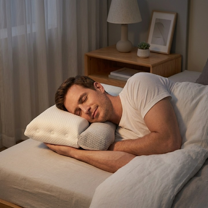 Ergonomisches Nackenstützkissen für Seiten- und Rückenschläfer