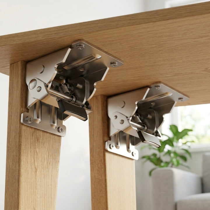 Heavy-duty folding bracket for table legs, 2 pieces, self-locking, up to 225 kg