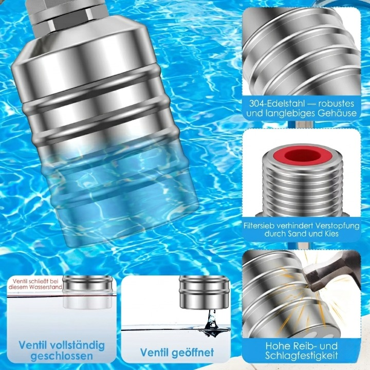 Automatic float valve – stainless steel, without electricity