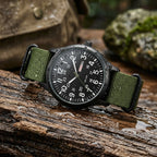 Herrenuhr im Military-Stil mit NATO-Armband, 4,2 cm, 24-Stunden-Anzeige