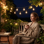 Outdoor LED string lights with warm white light
